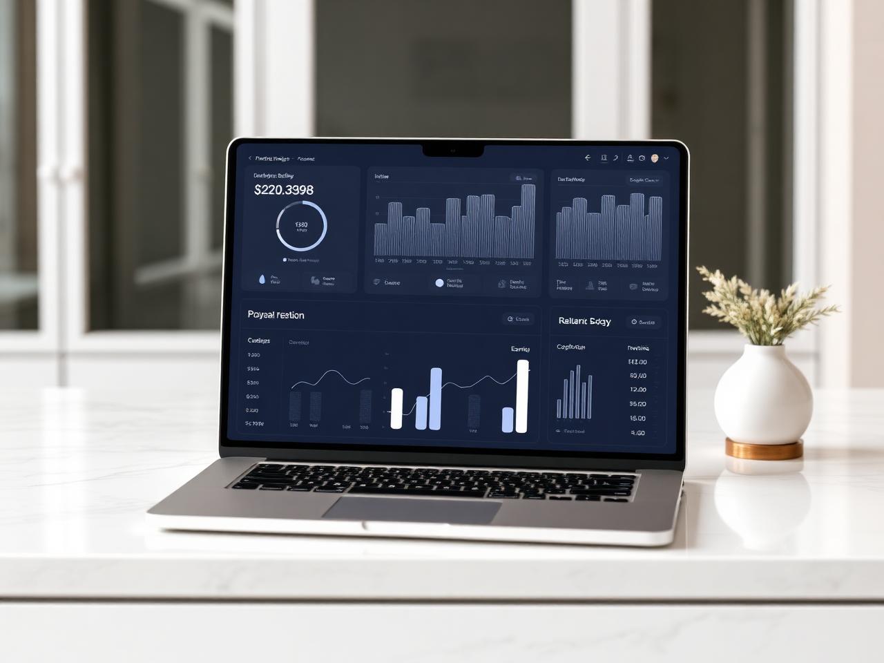 Panel financiero moderno con gráficos de facturación